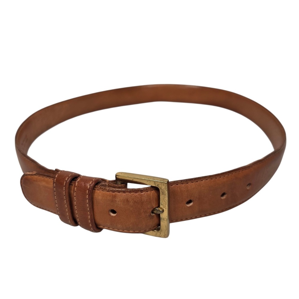 Vintage Coach Leather Belt 34 Brown 7611 Glove Tanned Brass Buckle NYC 90's USA